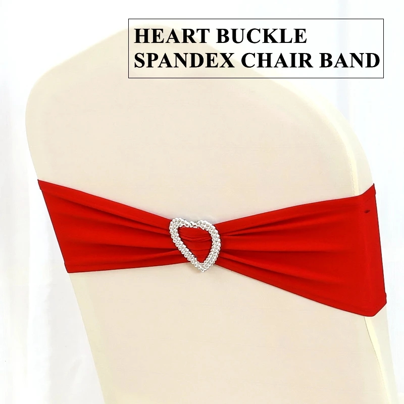 

50PCS RED Lycra Spandex Chair Band Stretch Tie Bow Sash For Banquet Cover Wedding Hotel Event Decoration