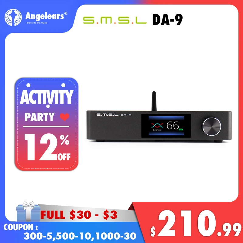 

SMSL DA-9 высококачественный усилитель мощности Bluetooth 5,0 Amp APT- X поддержка DA9 с пультом дистанционного управления