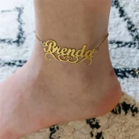 personalized name anklet stainless steel leg foot chain custom name anklet for women nameplate anklet beach jewelry gift