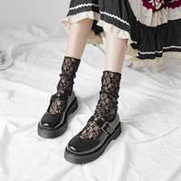 y2k lolita kawaii girls socks frilly fishnet ruffle lace sheer harajuku socks cotton black women sexy transparent socks