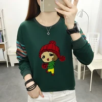 cartoon embroidery tshirts for women t shirt casual long sleeve tops korean style woman clothes tee shirt femme camisetas mujer