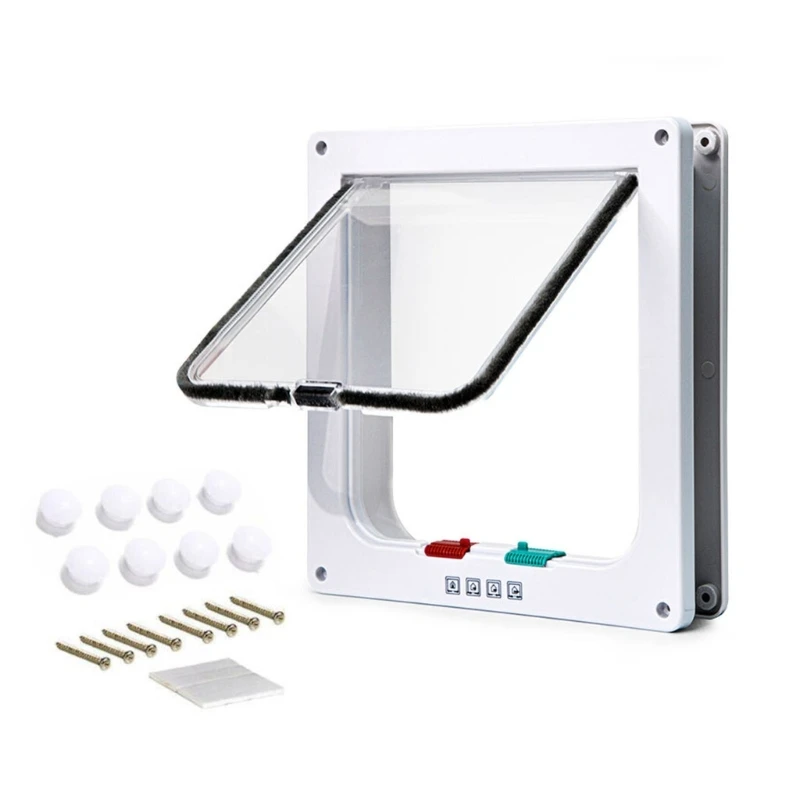 

K5DC Flap Cats Door Pet Door Controllable Access Way Small Dogs Flap Door Dog Kitten House Security Door for Wall Pet Door