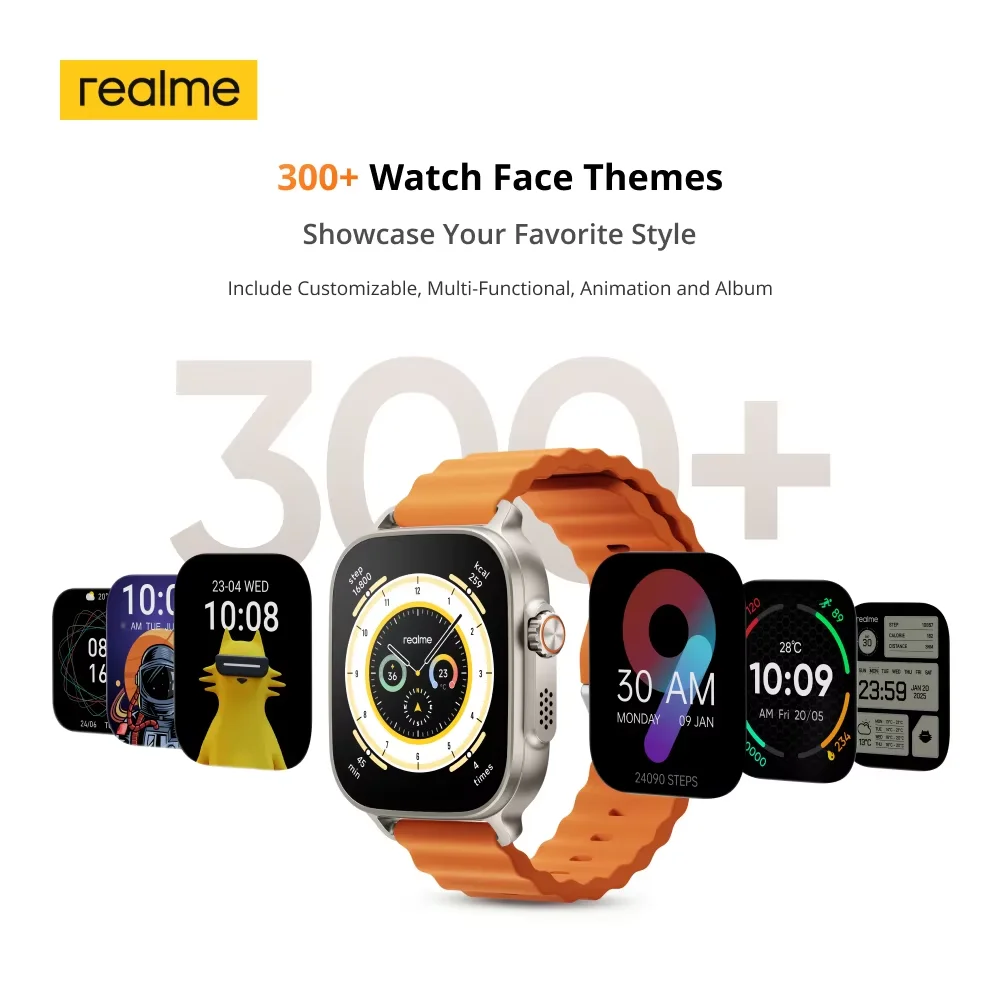 Фото Оригинальные часы Realme, 5 глобальных тонов, 460 мАч, 14 дней, срок службы батареи, 1,97 дюйма, 600 нит, AMOLED, IP68, водонепроницаемые, 300 + тема, поддержка GPS №3