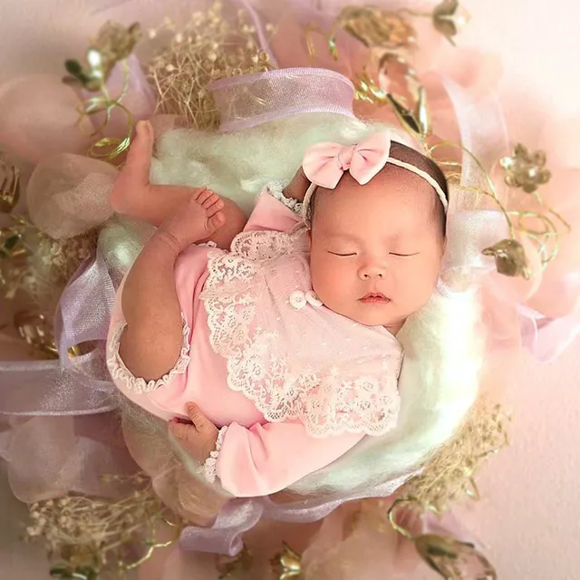 ❤️Newborn Photography Clothing Pink Bow Headband+Jumpsuit+Love 3Pcs/set Studio Baby Photo Props Accessories Clothes Outfits 3