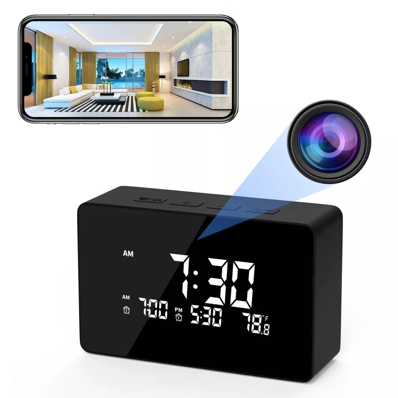 

Мини Wi-Fi камера часы Многофункциональный Будильник 1080P полное определение высокой четкости с ночным видением Обнаружение движения