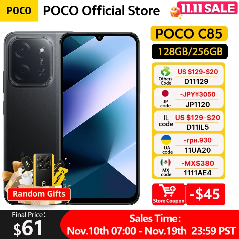 Фото Смартфон POCO C85, глобальная версия, NFC, 128 ГБ, 256 ГБ, MediaTek Helio G81-Ultra, 6,9-дюймовый точечный дисплей, основная камера 50 МП, 6000 мАч №1