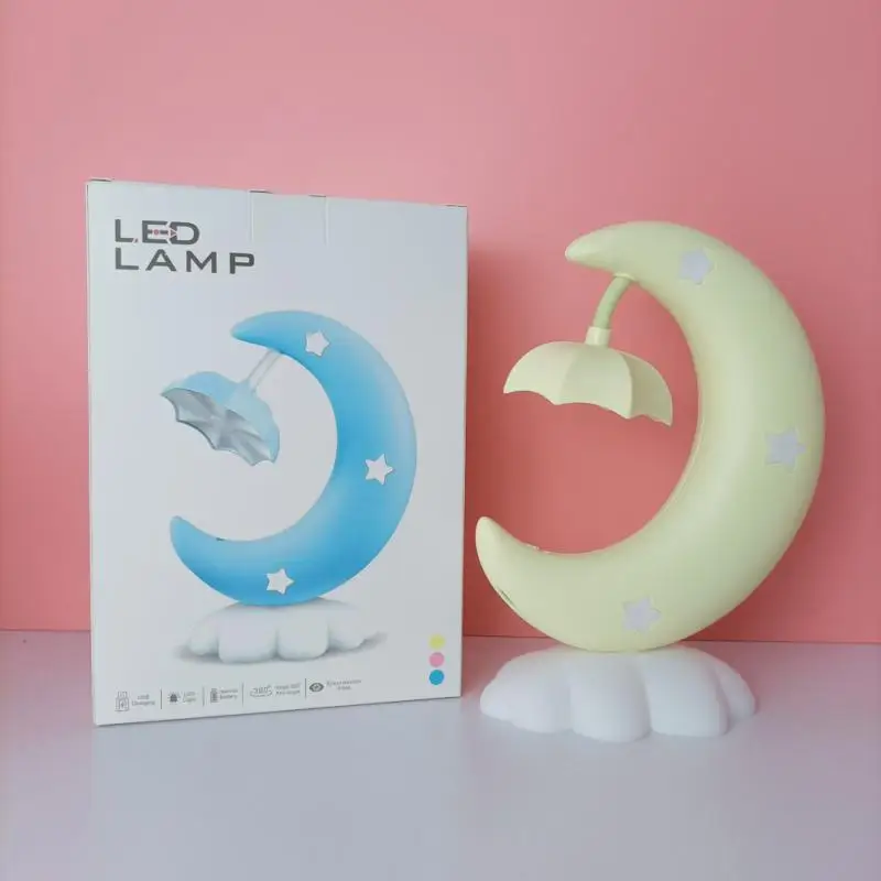 

LED Cartoon Moon Boat Night Light Bedroom Baby Sleeping Table Lamp Indoor Fairy Living Room Luminous Lamp Eye Protection Gifts