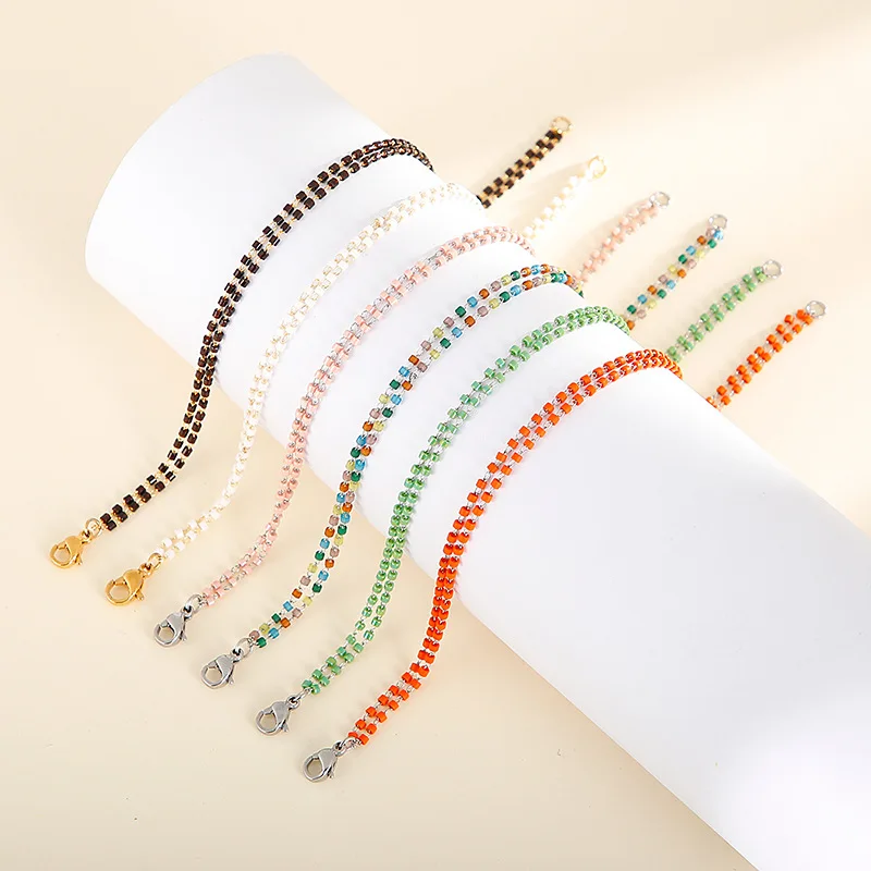 

Fashion Color Bracelets Stainless Steel Gold Letter Silver Chain Gold Color Beads Bracelets