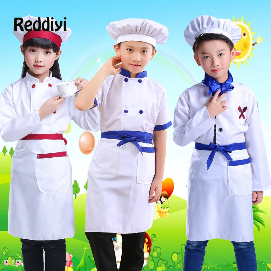 

Food Service Children Chef Uniform Halloween Costumes for Kids Boys Girls Role-play Cook Master Cosplay Performance Christmas