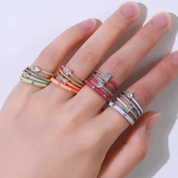 2022 new contracted color enamel gold rings for women fashion exquisite jewelry zircon ring four sets of