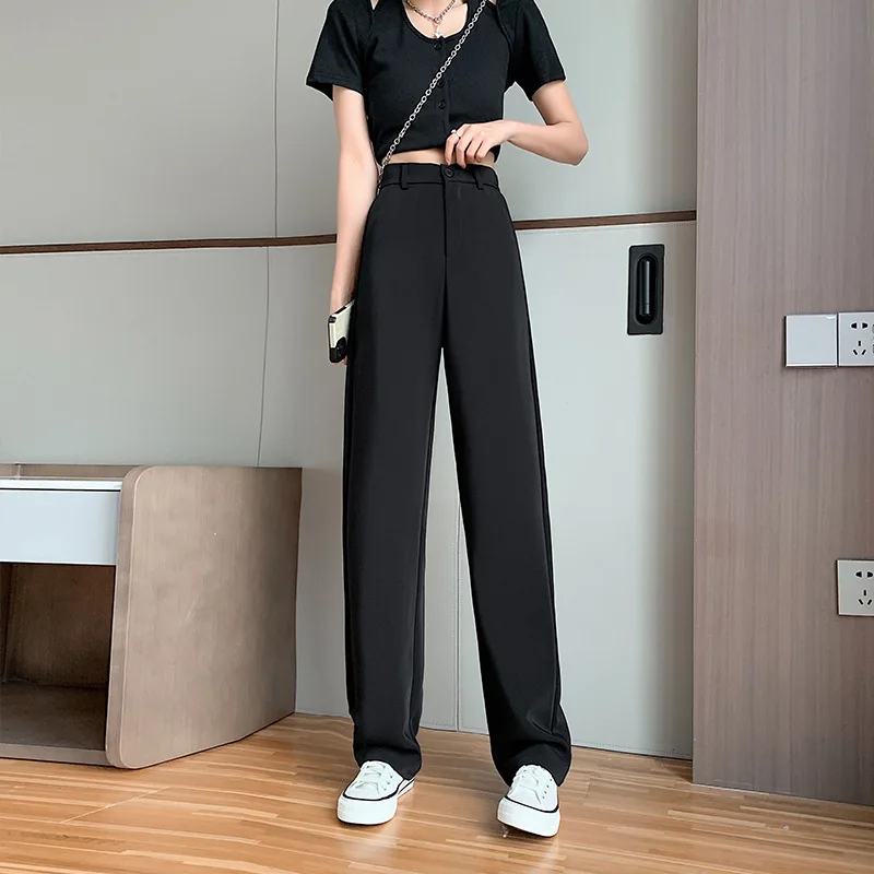 Women High Waist Casual Wide Leg Long Pants Trousers Regular Size Spring and Summer Suit Pants for Women