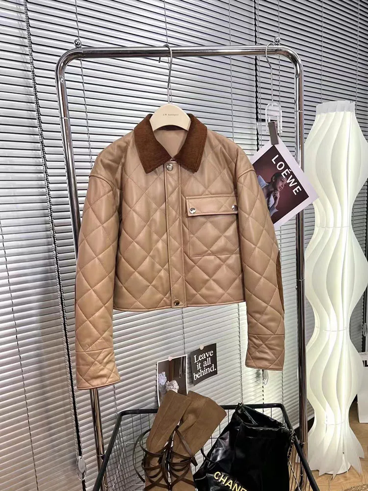 

Женская короткая куртка из натуральной кожи, винтажная хлопковая куртка в Корейском стиле, зима 2022