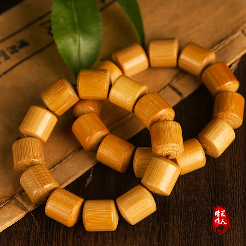 Браслет ручной работы Seiko из старого нефрита и бамбука плотный красный кожаный