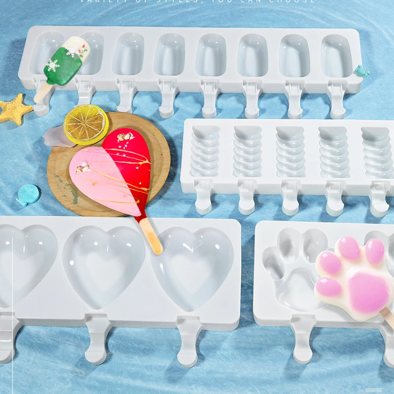 

8-cavity Silicone Ice Cream Mold Diamond Small Oval DIY Homemade Popsicle Moulds Dessert Ice Pop Lolly Maker Reusable Tool