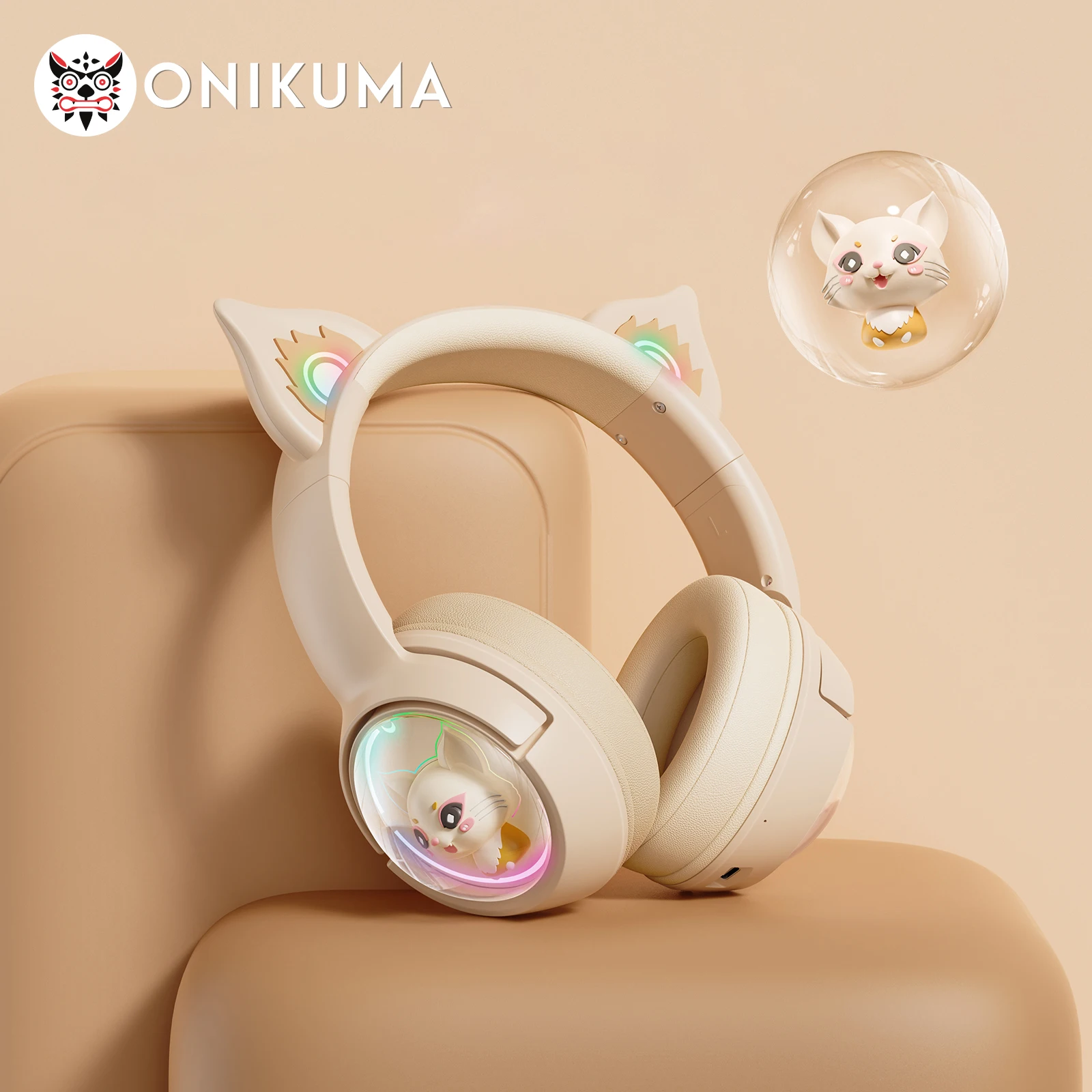 Беспроводная игровая гарнитура ONIKUMA B5 с кошачьими ушками