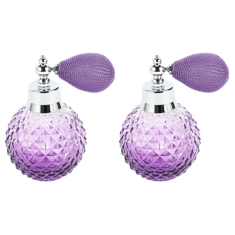 

2X 110ML Vintage Crystal Spray Perfume Bottle White Short Atomizer Refillable Glass