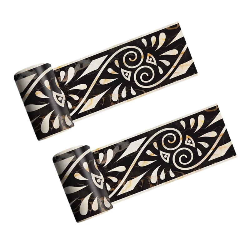 

2X 3D Marble Self-Adhesive Greek Pattern Wall Stair Floor Border Tile Kitchen Bathroom Basin Baseboard Wall Sticker 2M