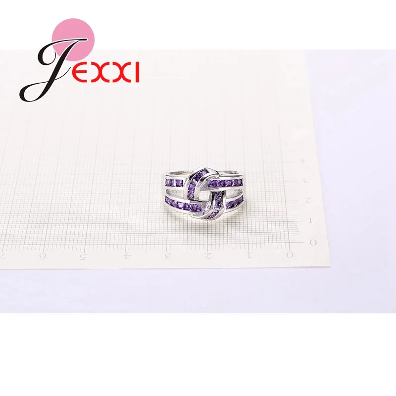 Геометрический дизайн модный крест фиолетовый кубический циркон обручальные
