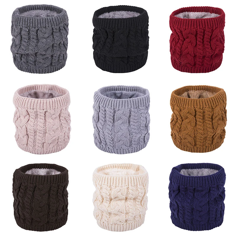 

Unisex Winter Warm Knitted Ring Scarves Thick Elastic Knit Mufflers Neck Warmer Snood Shawl Scarves Boys Girl Plush Scarf Collar