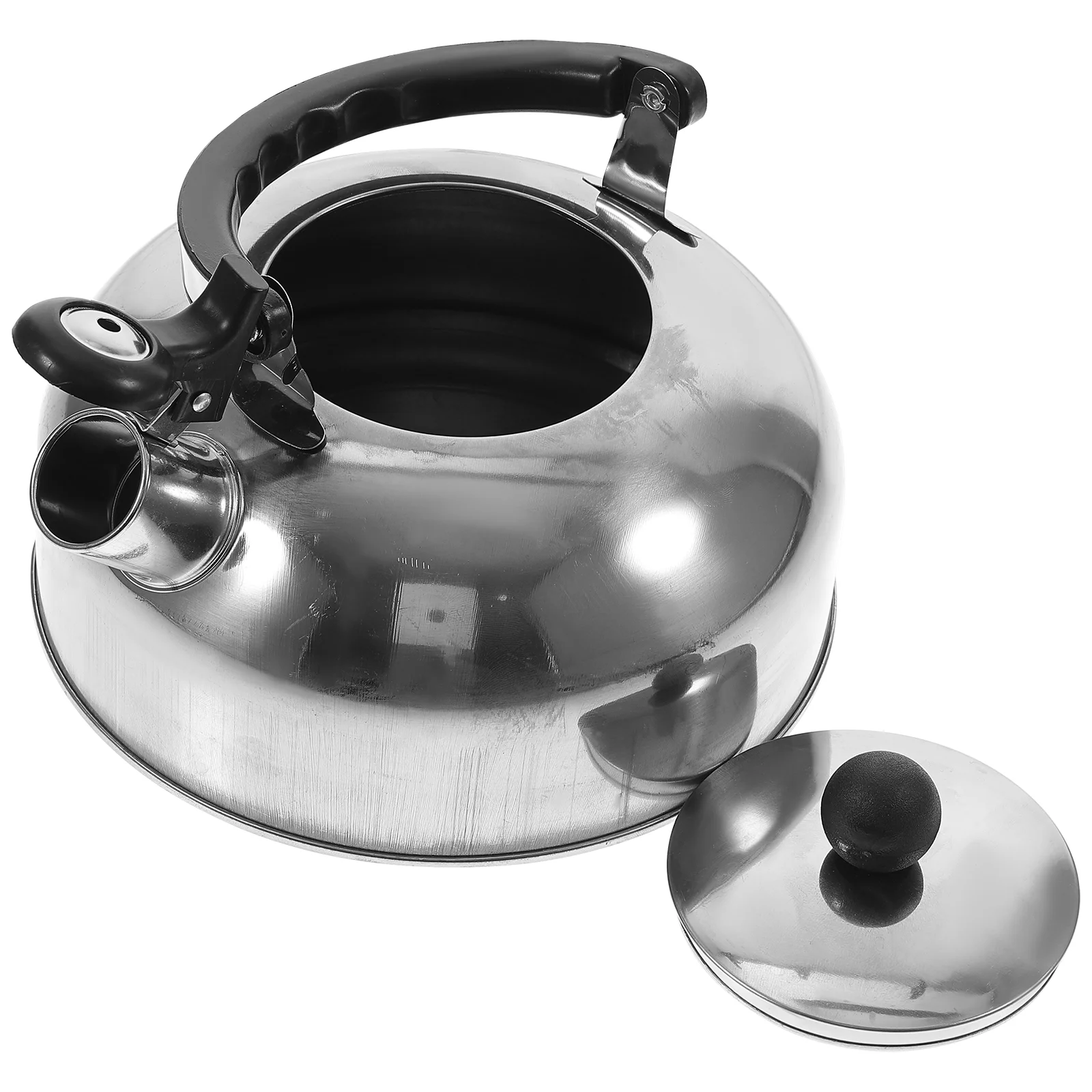

Whistling Tea Kettle 1. 8L Stainless Steel Tea Pot Hot Water Boiling Jug Flat Bottom Water Warmer Container For Home Gas