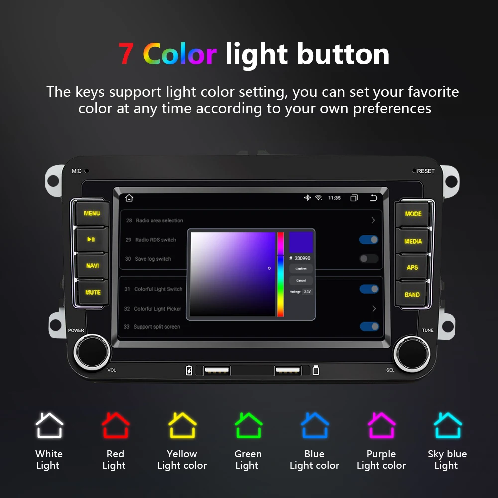 Фото Автомагнитола 2din на Android для VW Tiguan, Touran, Caddy, Jetta, Polo, Passat, Seat, мультимедийный плеер, стерео, GPS-навигация, Wi-Fi №4