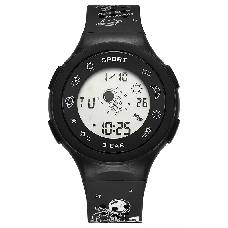 

2022 New Waterproof Watch Graffiti Cartoon Spaceman Multi-function Luminous Alarm Student Sports Fashion Simple Luminous Watch