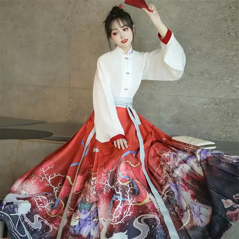 SY30 оригинальная женская юбка династии Мин Ханфу в китайском стиле с лицом лошади