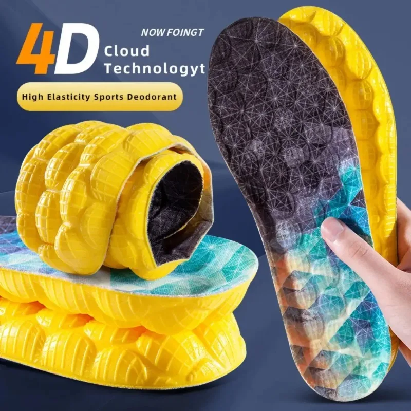 Фото 1 пара спортивных стельок 4D Cloud Technology с высокой эластичностью и дезодорирующим эффектом, дышащие вставки из полиуретана для мужской обуви для бега №4