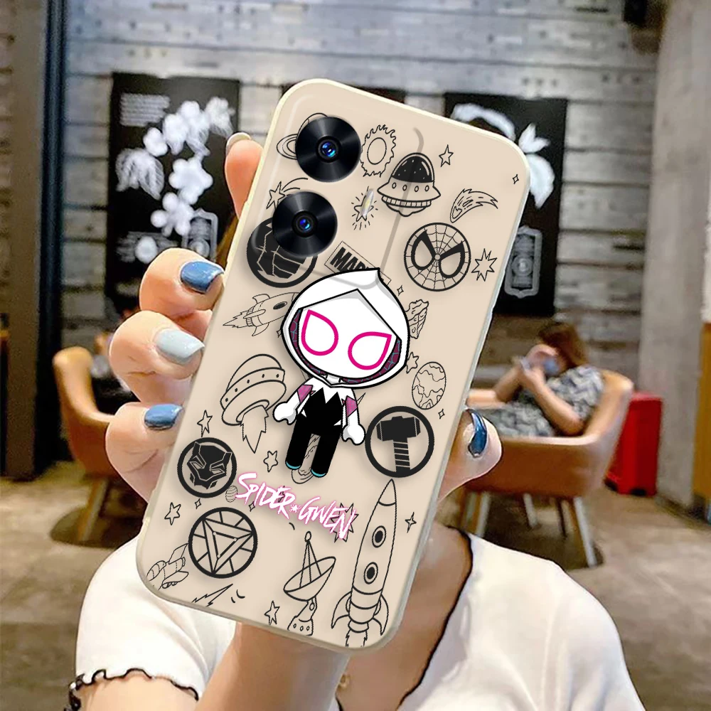 Чехол для телефона с рисунком Marvel Spider-Man Groot Realme C65 C63 C53 C35 C55 C33 C30 C21Y C20 C12 C11 GT 2 XT NARAO 20