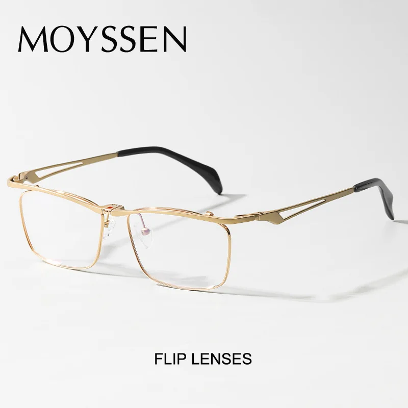 

Men's Business Style Ultralight Flip Up Lenses Square Titanium Frame Glasses Man Functional Myopia Prescription Eyewear Gafas