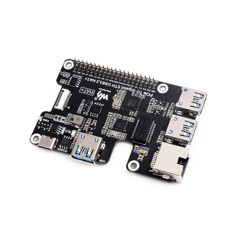 Фото Плата PCIe для подключения Gigabit Ethernet и USB 3.2 Gen1 для Raspberry Pi 5, 3x USB 3.2 Gen1, 1x Gigabit Ethernet, без драйверов №3
