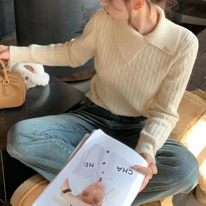 Вязаные джемперы Aura для поездок на работу женская одежда однотонные