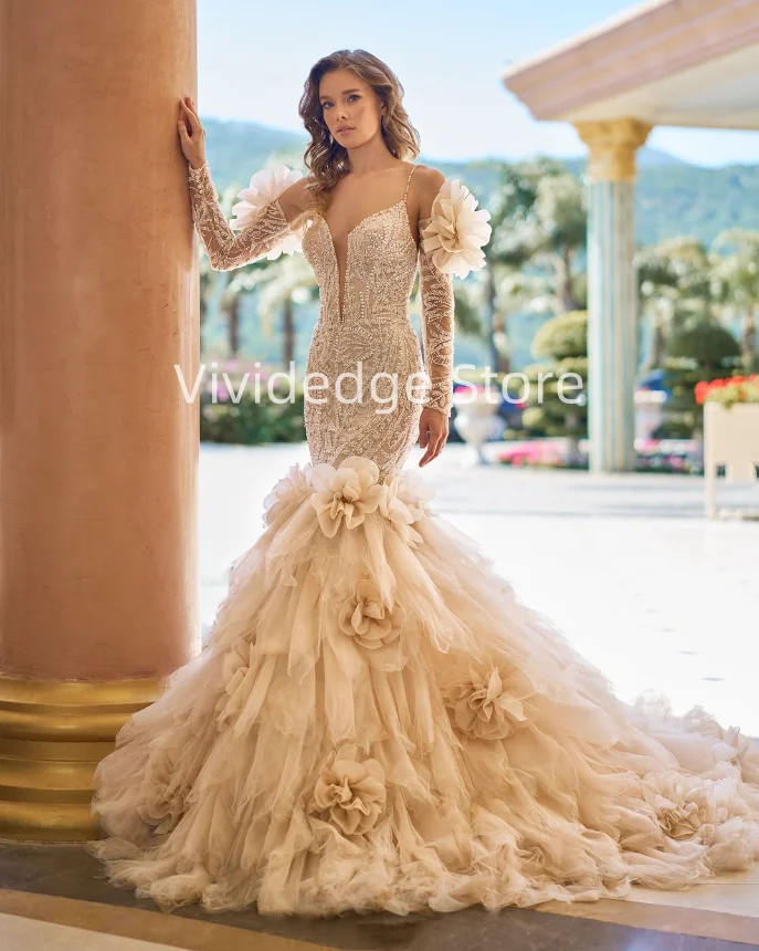 Женские свадебные платья без бретелек цвета шампанского по индивидуальному