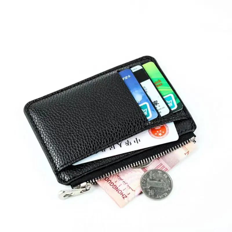 

Slim Wallet Purse PU Leather Women Men Card Holder Unisex Zipper Business Card Case Credit Mini Bank Cards Holder Gift Wallet