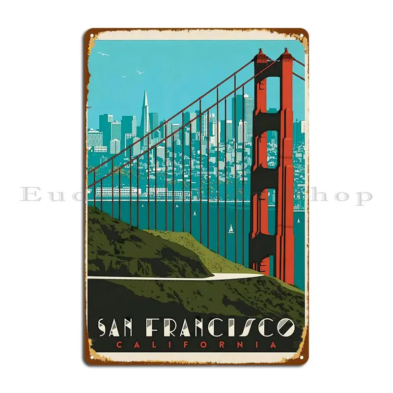 

Путешествия в Сан-Франциско, металлический плакат с табличкой для гаража, ретро плакаты, дизайн кинотеатра, жестяной плакат