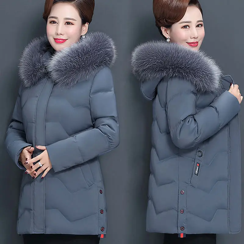 

2022 Middle-Aged Elderly Cotton-Padded Clothes Thicker Fashion Mid-Length Above-The-Knee Women's Loose Mother Winter Coat T133