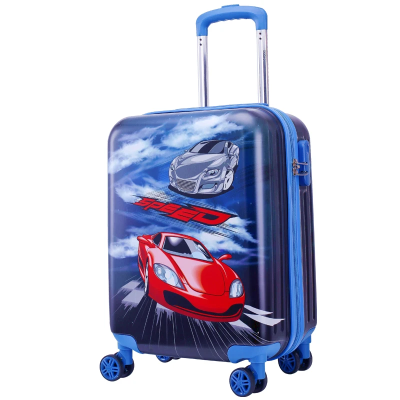 19 inch kids travel suitcase on wheels car trolley luggage case for Boys gift cartoon rolling luggage bag  carry on travel bags