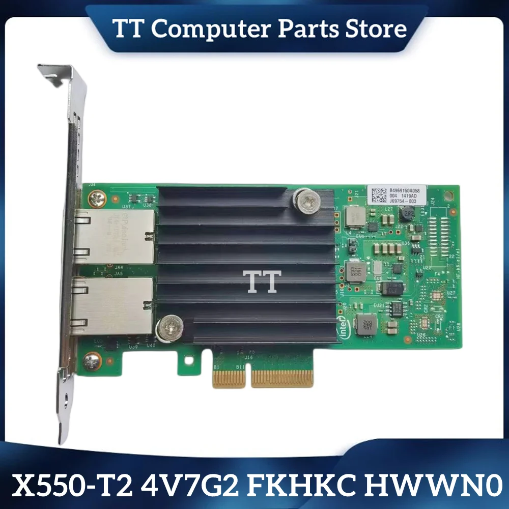 

TT For Dell X550-T2 4V7G2 04V7G2 FKHKC HWWN0 10G RJ45 10-Gigabit Dual-port Electrical Network Adapter Card Fast Ship