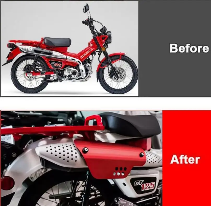 Фото Защитный кожух выхлопной трубы для Honda CT125 Trail 125 Hunter Cub 2020-2024, устойчивый к высоким температурам, защита от ожогов №3