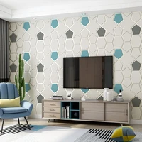 Beige Geometric Polygon Thickening Wallpaper Bedroom Living Room Background Wall Modern Minimalist Deerskin Velvet Wall Sticker