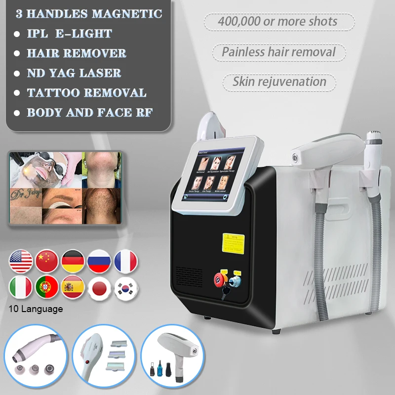 

Free Shipping High-qualit Portable IPL /OPT/Elight Hair Removal Skin Whitening 640nm 530nm 480nm Three-wavelength Salon Machine