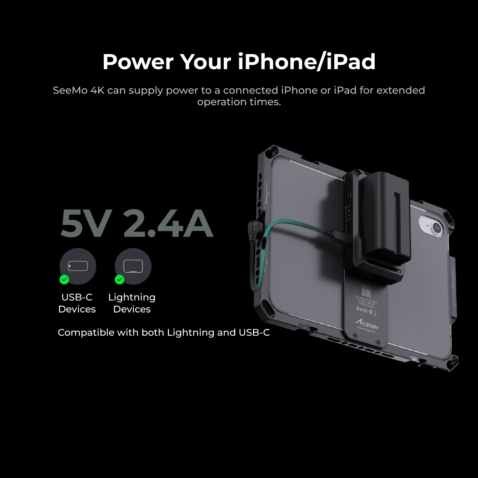 Фото Accsoon Seemo 4K HDMI в USB-C передача видео конверсионная запись для iPhone ipad зарядка RTMP прямая трансляция №3