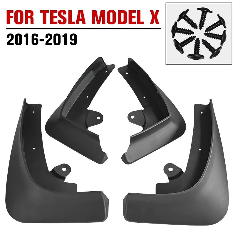 

For Tesla Model X Molded Mud Flaps ModelX 2016 2017 2018 2019 Mudflaps Splash Guards Flap Mudguards With Screws Car Accessories