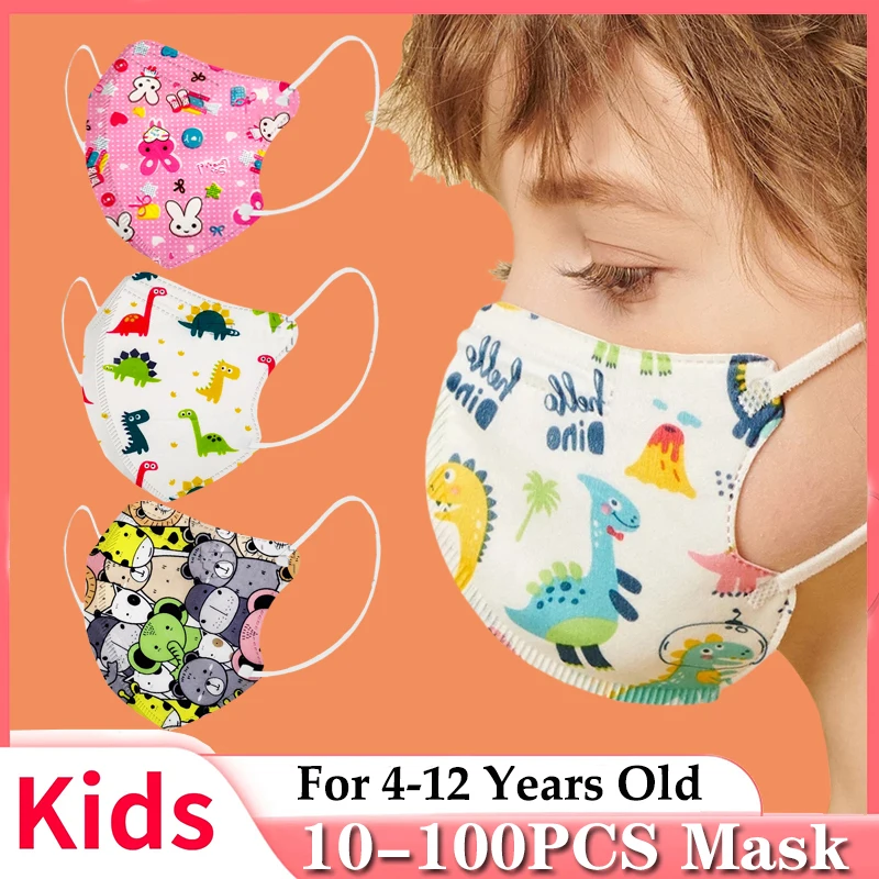

KN95 children mask Cartoon Print Masque enfant mascarillas 4 layer 3D Disposable Face Mask ffp2mask KN95 Boys Girls black masks