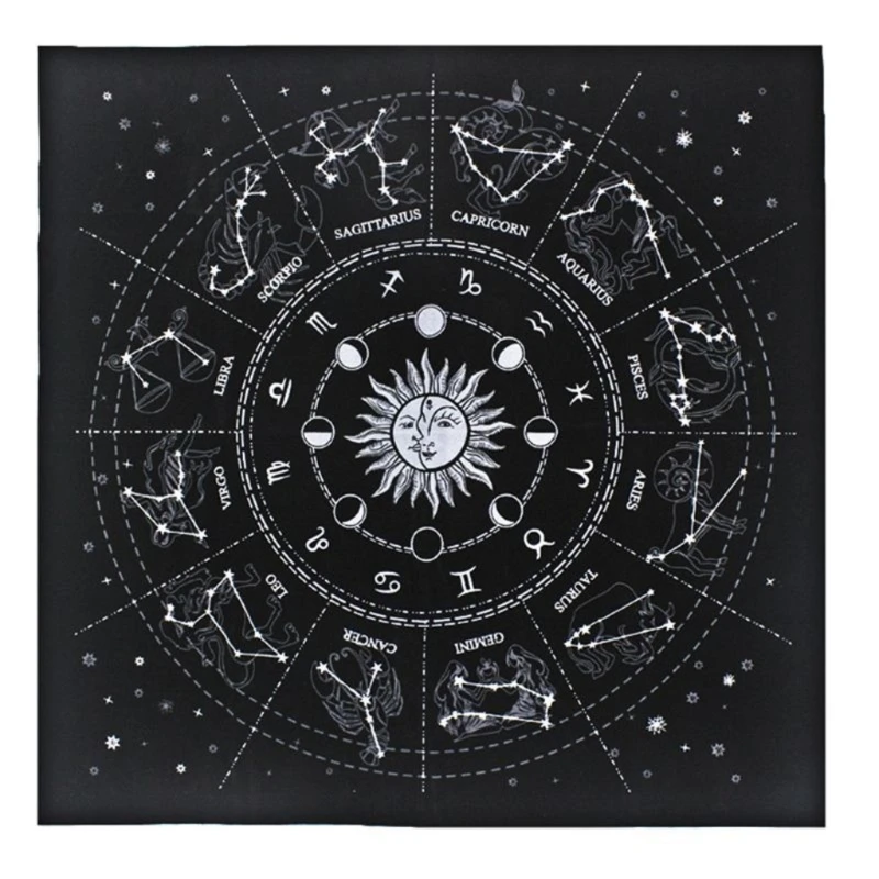 

Скатерть для ТАРО с 12 созвездиями, астрологическая скатерть для стола с пятиконечной звездой, 49 х49 см