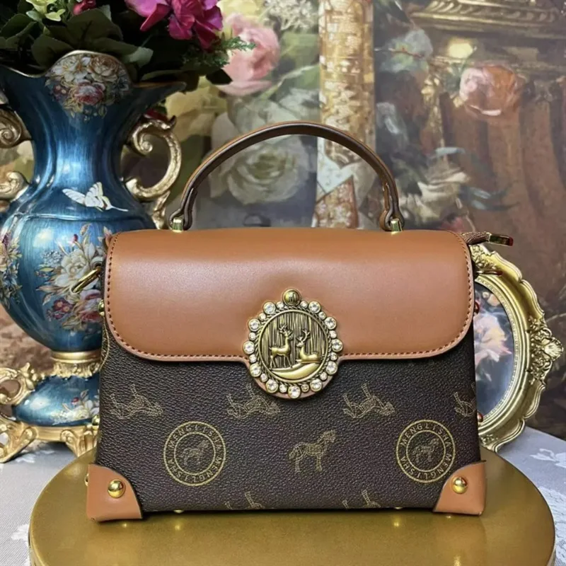 Luxury Brand Retro Contrast Color Box Bag Women's Bag 2023 New Advanced Portable Shoulder Messenger Bag Gg Cc Sac