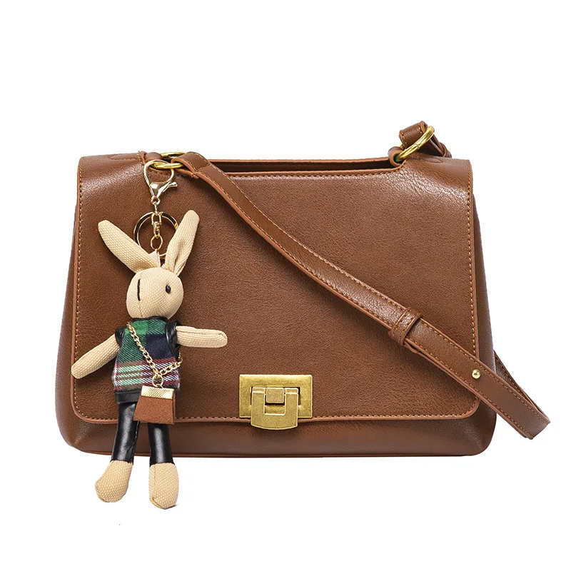 

2022 PU Axillary Package Rabbit Pendant Decoration New Vintage Messenger Bag with Large Capacity and Stylish Single Shoulder Bag