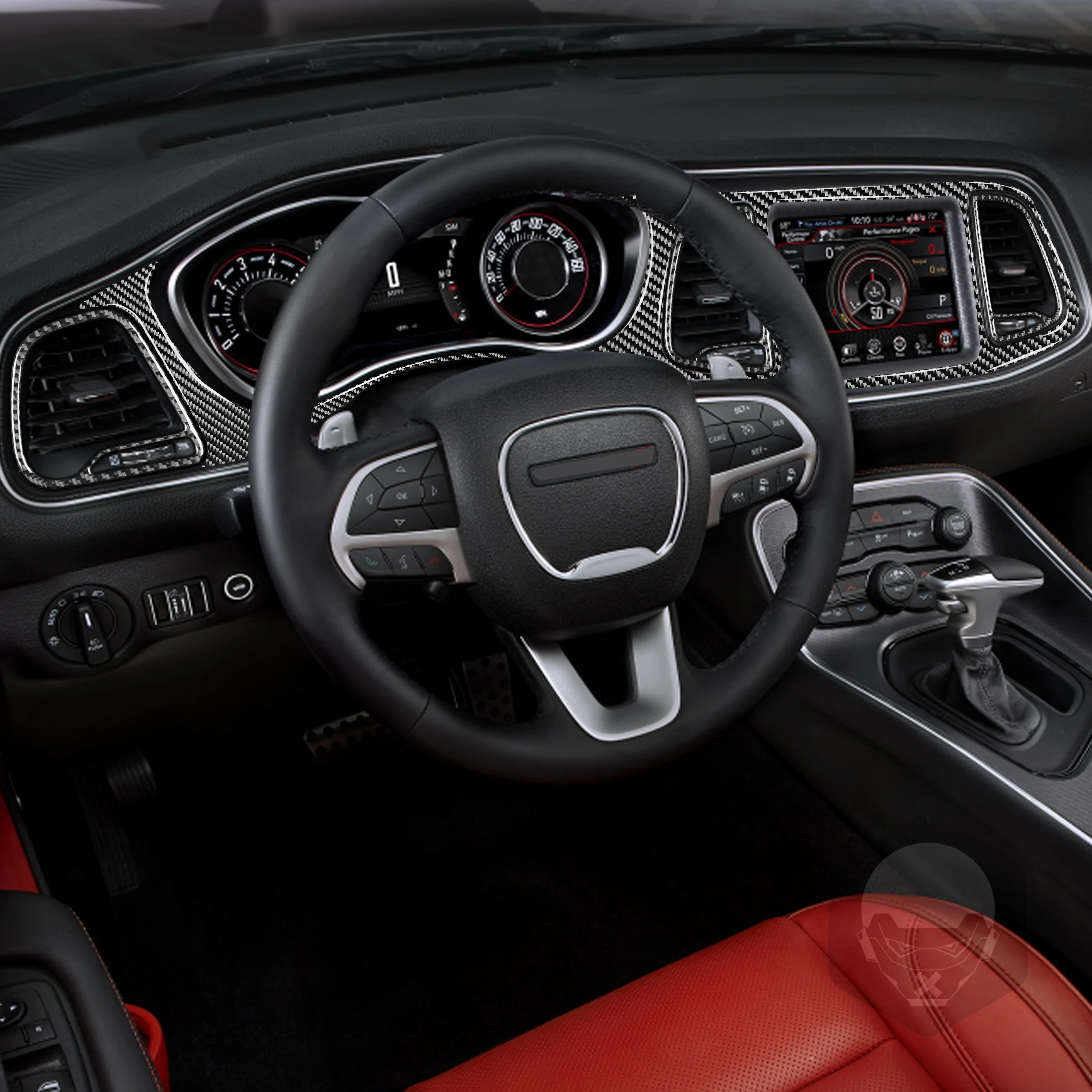 Для Dodge Challenger 2015-2020 панель переключения передач навигации из углеродного волокна