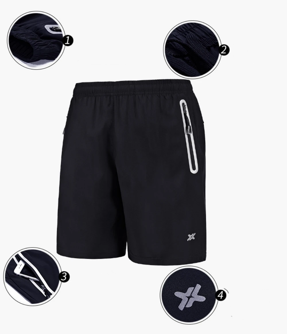 2/5pcs Men Running Shorts Gym Sports Shorts Zipper Pocket Breathable Striped Quick Dry Workout Training Fitness Jogging Short