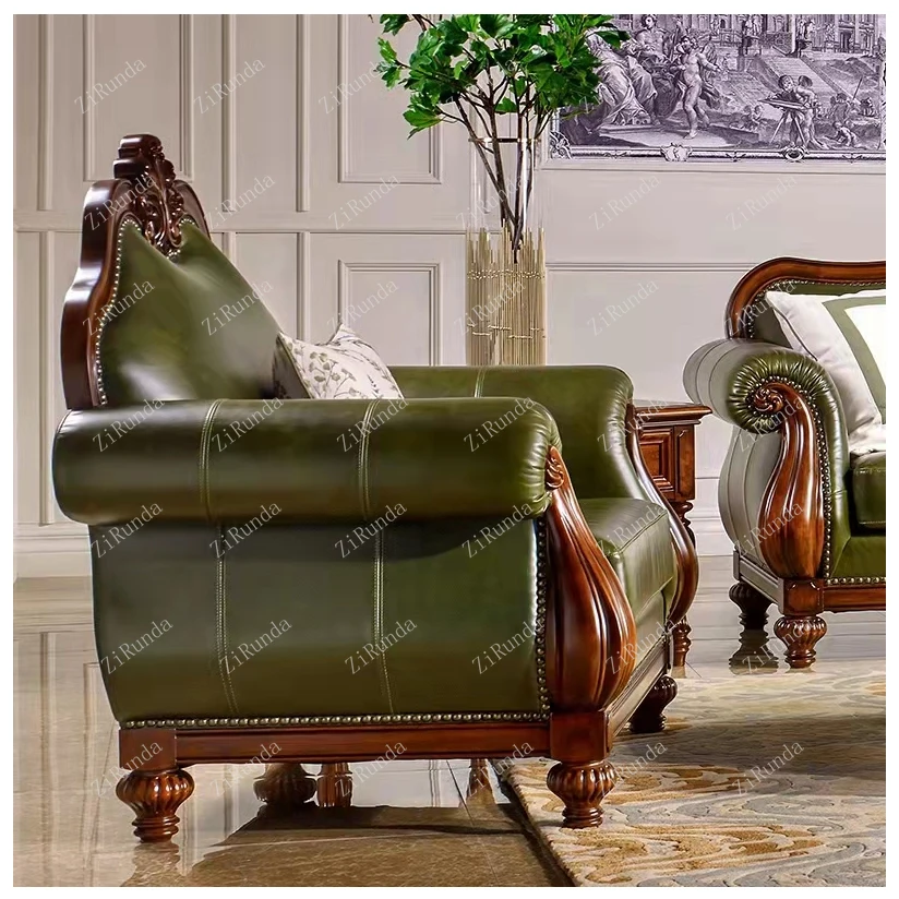 ~Диван роскошная вилла гостиная североамериканский орех резьба по дереву цветок